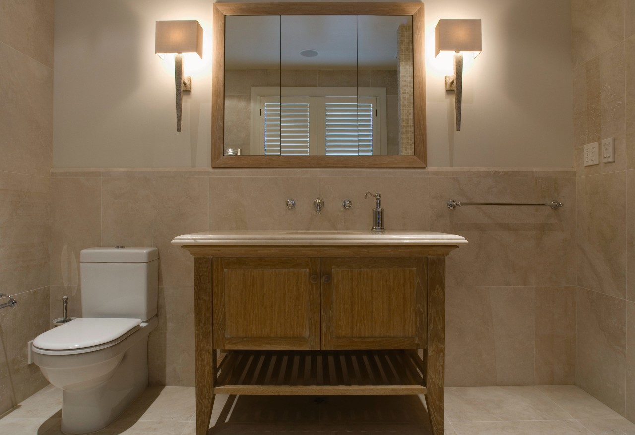 A view of the NKBA Award wining bathroom bathroom, bathroom accessory, bathroom cabinet, home, interior design, property, room, sink, brown