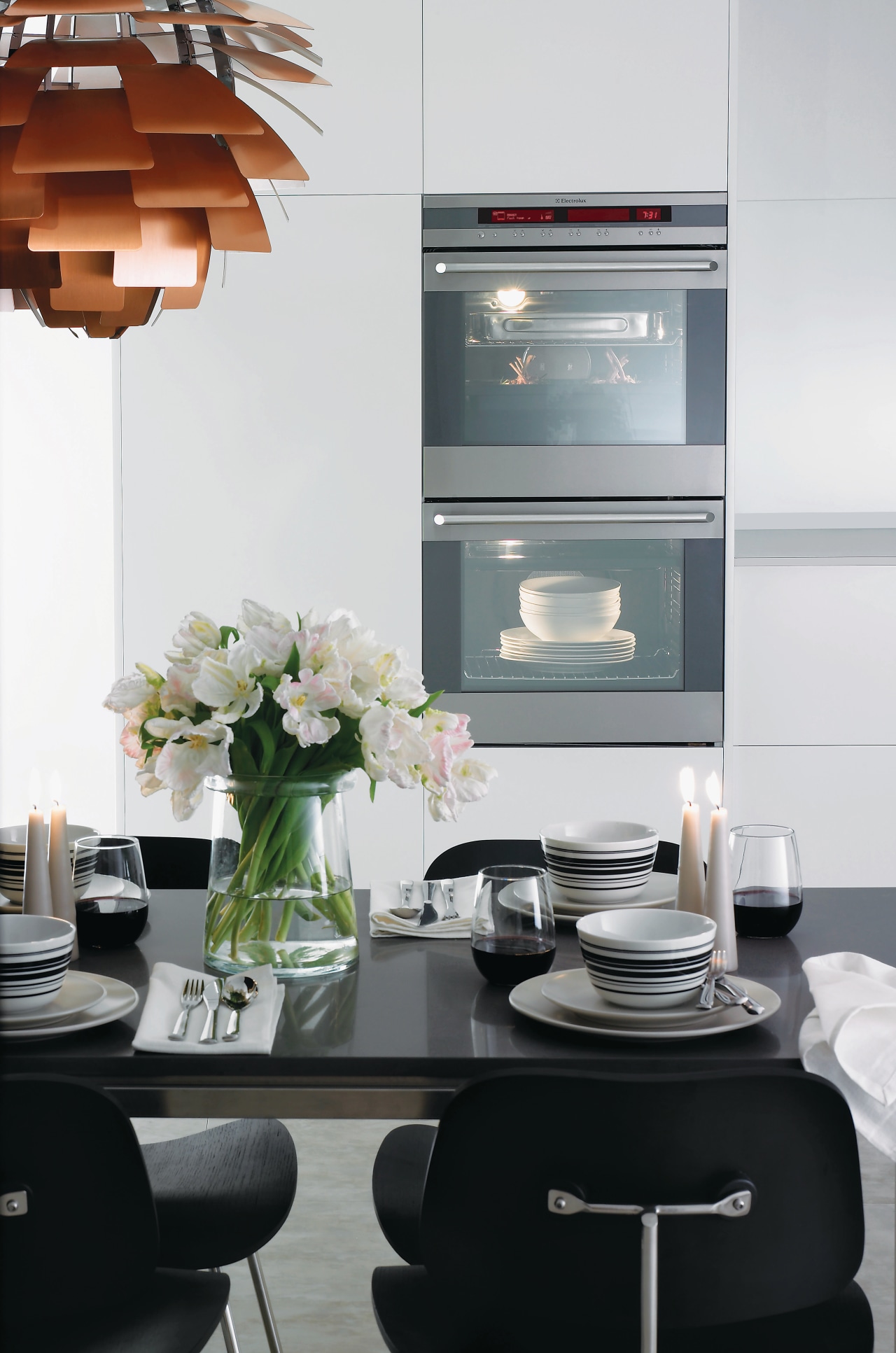 A view of this kitchen featuring the E furniture, home, interior design, kitchen, product design, small appliance, table, white, gray