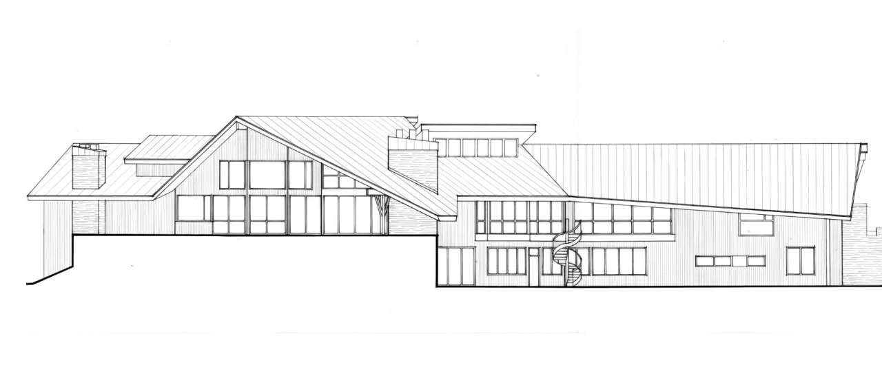 Architect's drawings highlight the changes to the exterior. angle, architecture, area, barn, black and white, design, diagram, drawing, elevation, facade, floor plan, home, house, line, line art, plan, product, product design, property, residential area, shed, structure, white