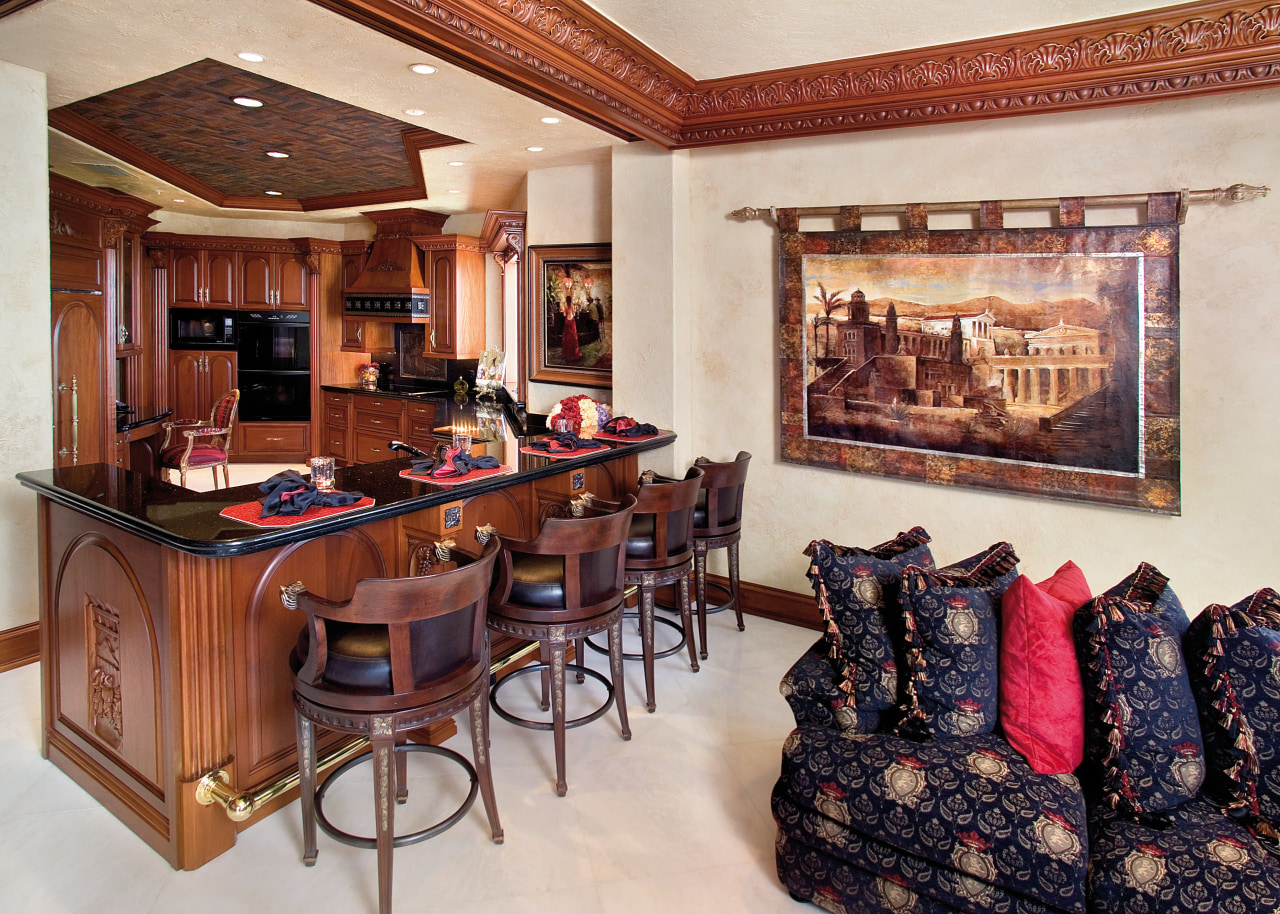 The ceiling is surrounded by an acanthus crown interior design, living room, real estate, room, gray