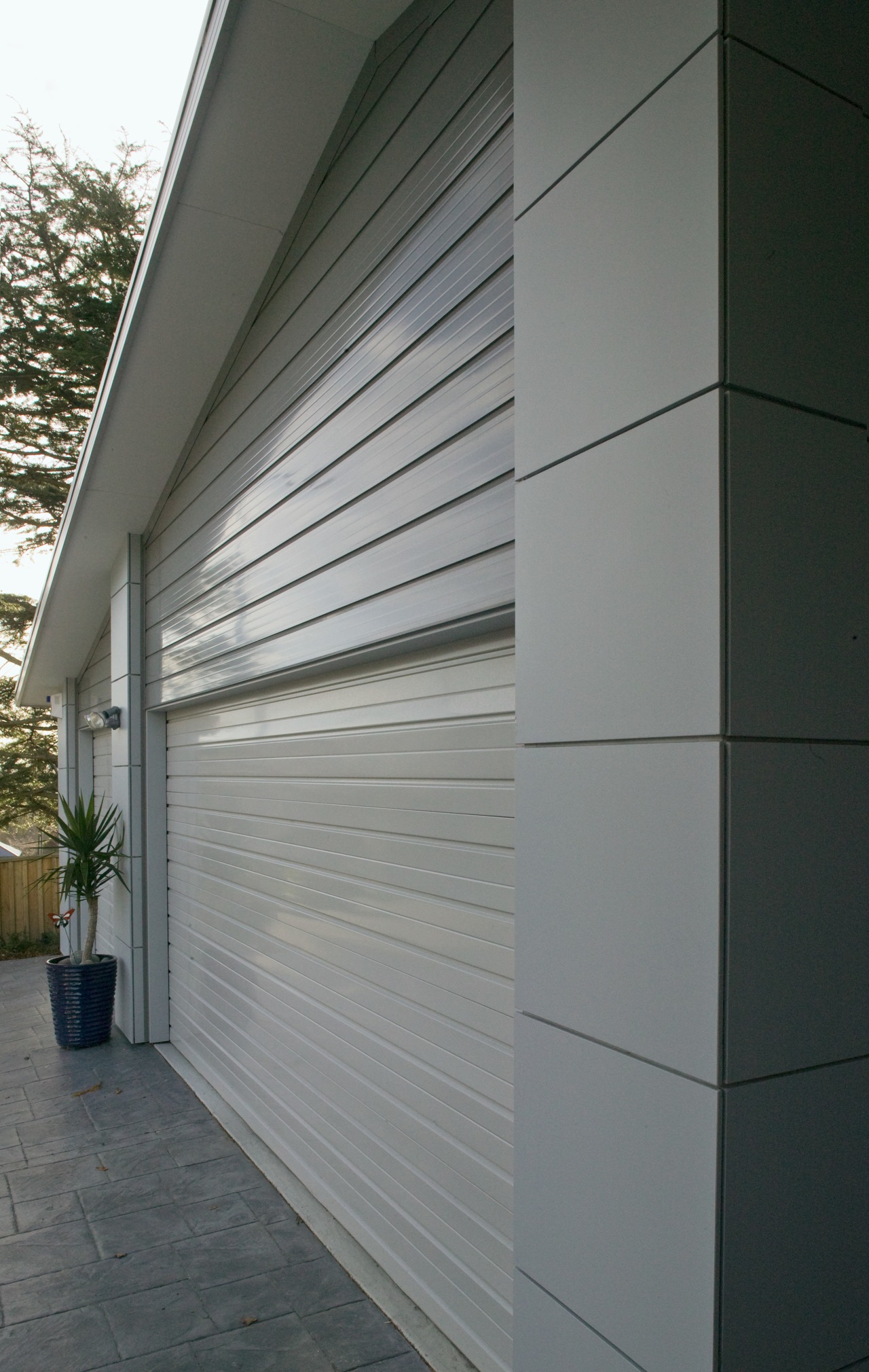 A view of some cladding from Ullrich Aluminium. architecture, building, daylighting, door, facade, house, real estate, siding, wall, window, gray, black