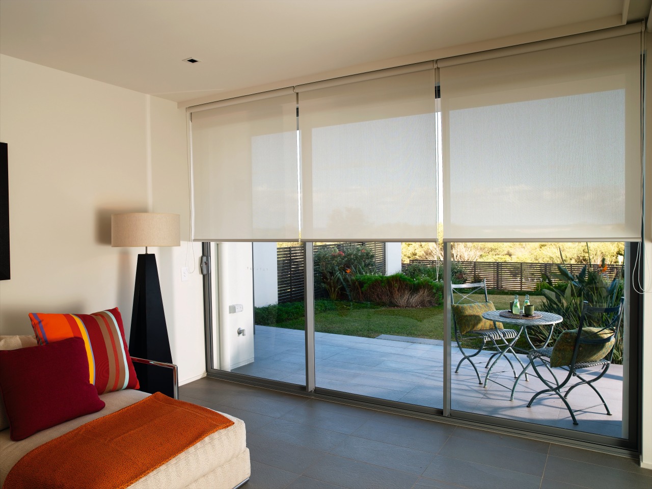 A view of the interior of this Magenta ceiling, curtain, door, home, interior design, living room, real estate, room, shade, sliding door, window, window blind, window covering, window treatment, gray