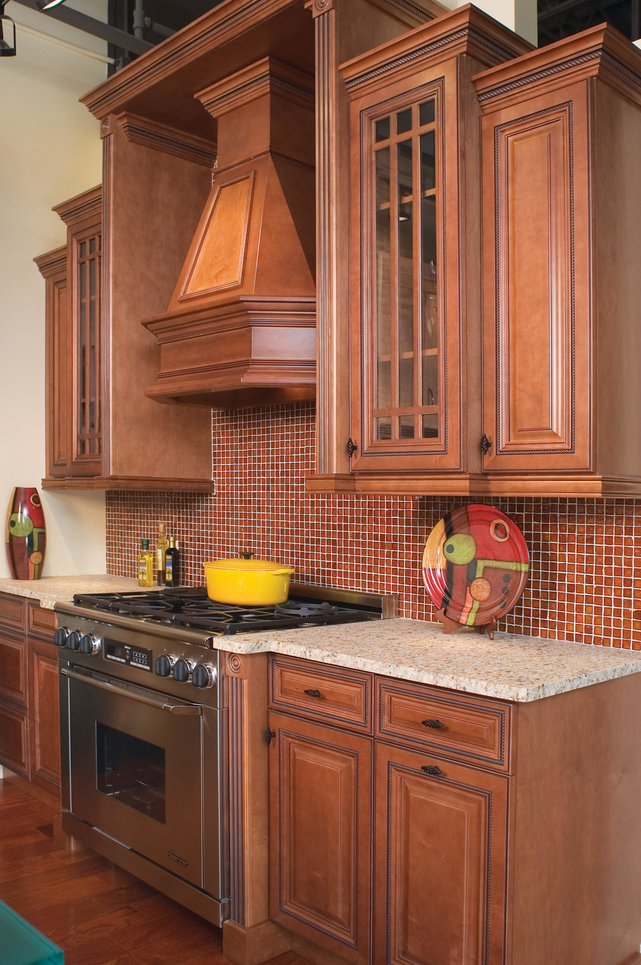 A view of these kitchens designed by Kitchen cabinetry, countertop, cuisine classique, furniture, hardwood, home appliance, interior design, kitchen, room, wood stain, brown