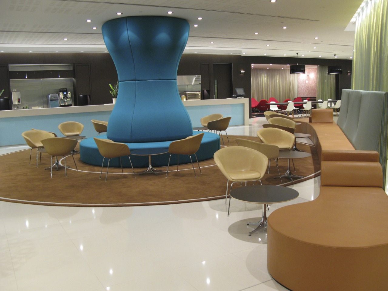 As part of the fit-out of the UBS chair, floor, flooring, furniture, interior design, lobby, product design, table, gray, brown