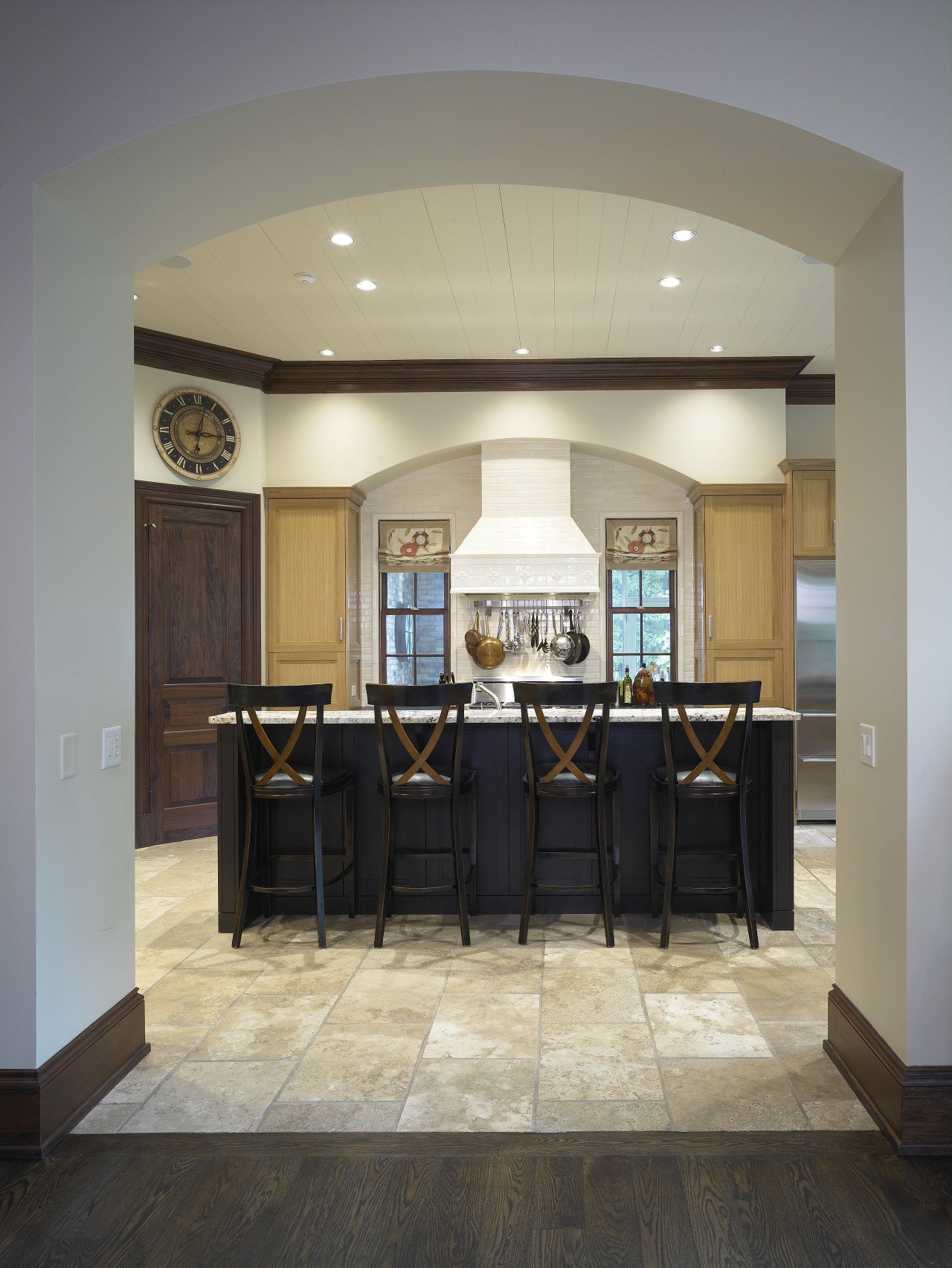 view of kitchen which which was designed by ceiling, dining room, floor, flooring, furniture, interior design, kitchen, real estate, room, table, gray