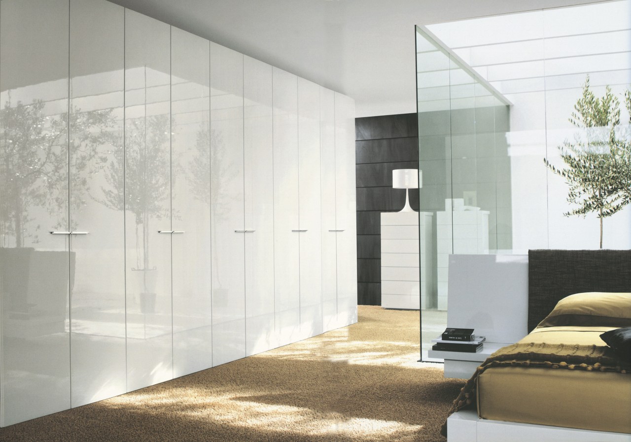 A view of a storage space designed by architecture, door, floor, furniture, glass, interior design, wall, wardrobe, white