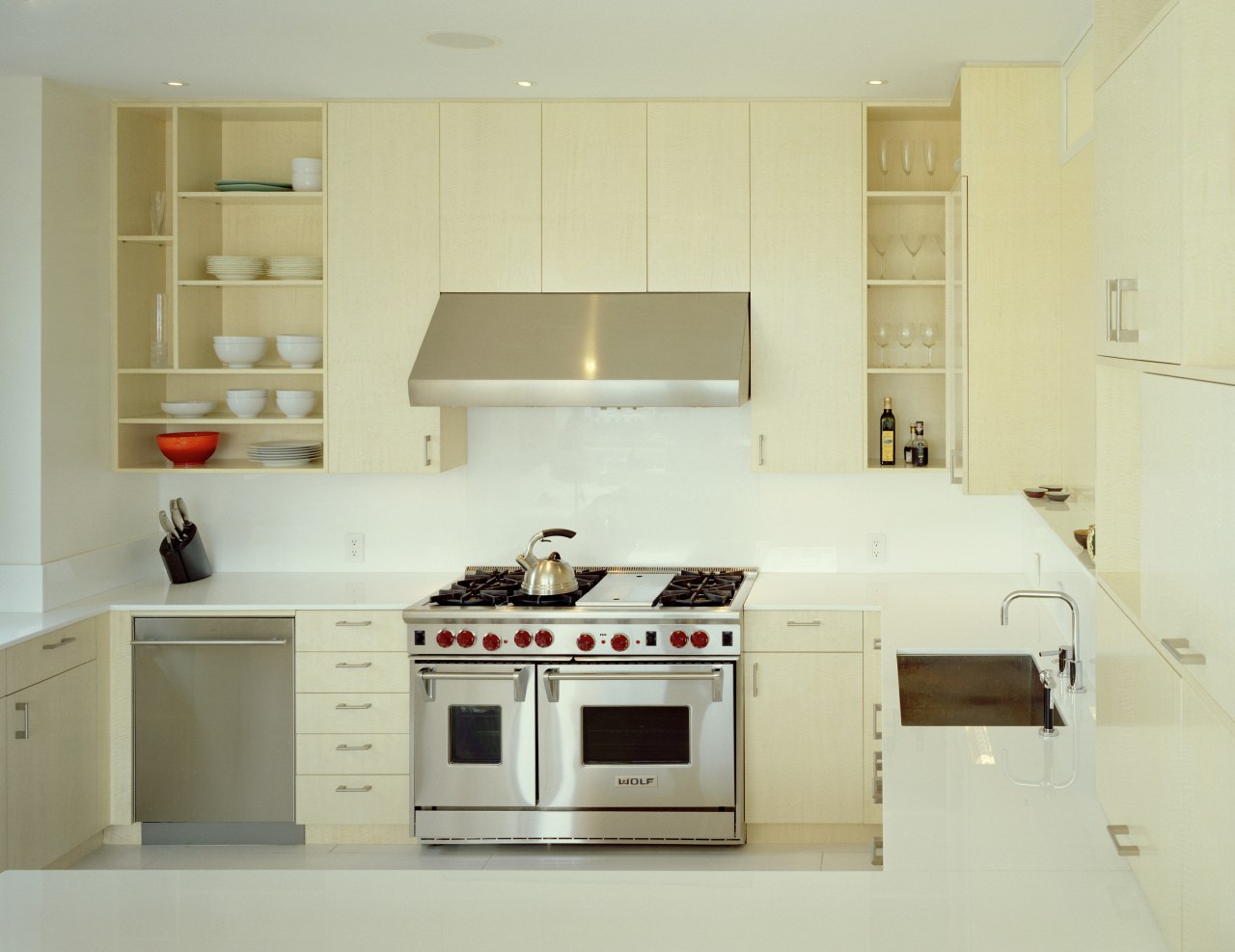 Bleached angire cabinetry helps to warm the kitchen cabinetry, countertop, cuisine classique, home appliance, interior design, kitchen, room, yellow