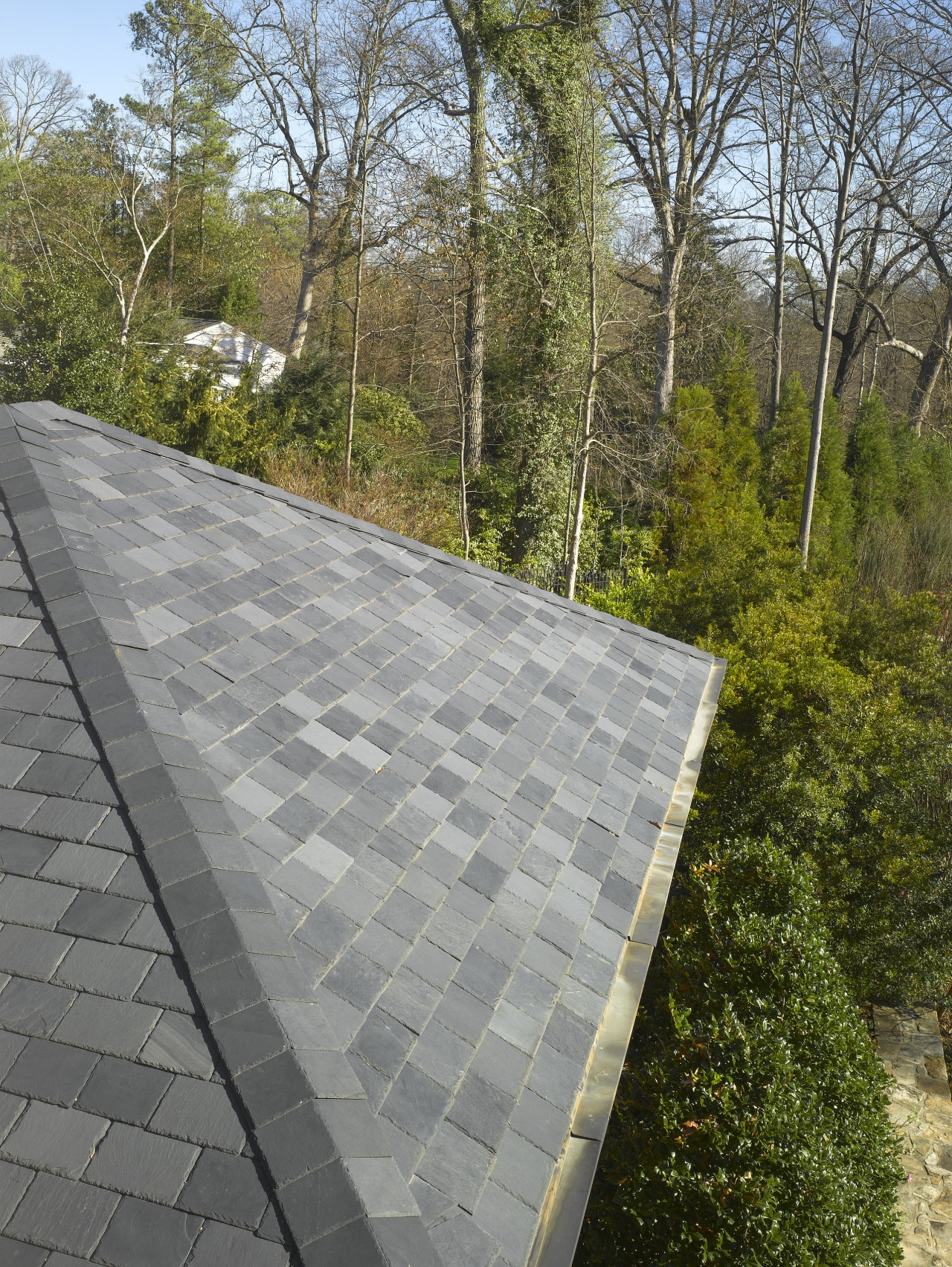 View of roof by RW Stokes Enterprises architecture, asphalt, daylighting, outdoor structure, path, road surface, roof, walkway, wall, gray, brown