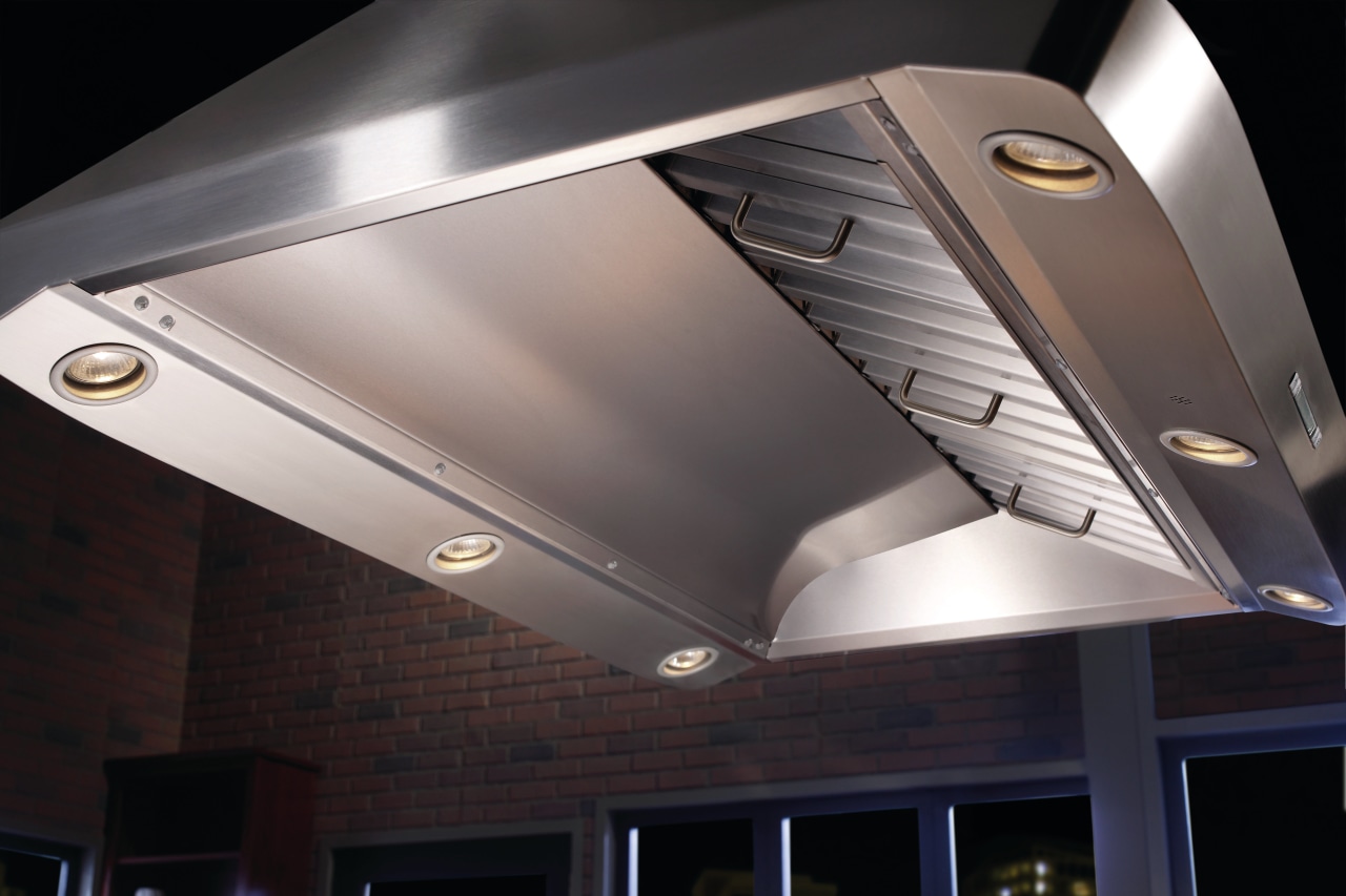 Best range hoods, including Model IP29 shown, are ceiling, daylighting, light, light fixture, lighting, product design, black, gray