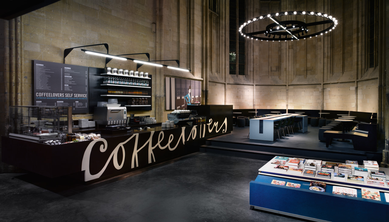 The Selexyz Dominicanen bookstore, in Maastricht is housed interior design, black