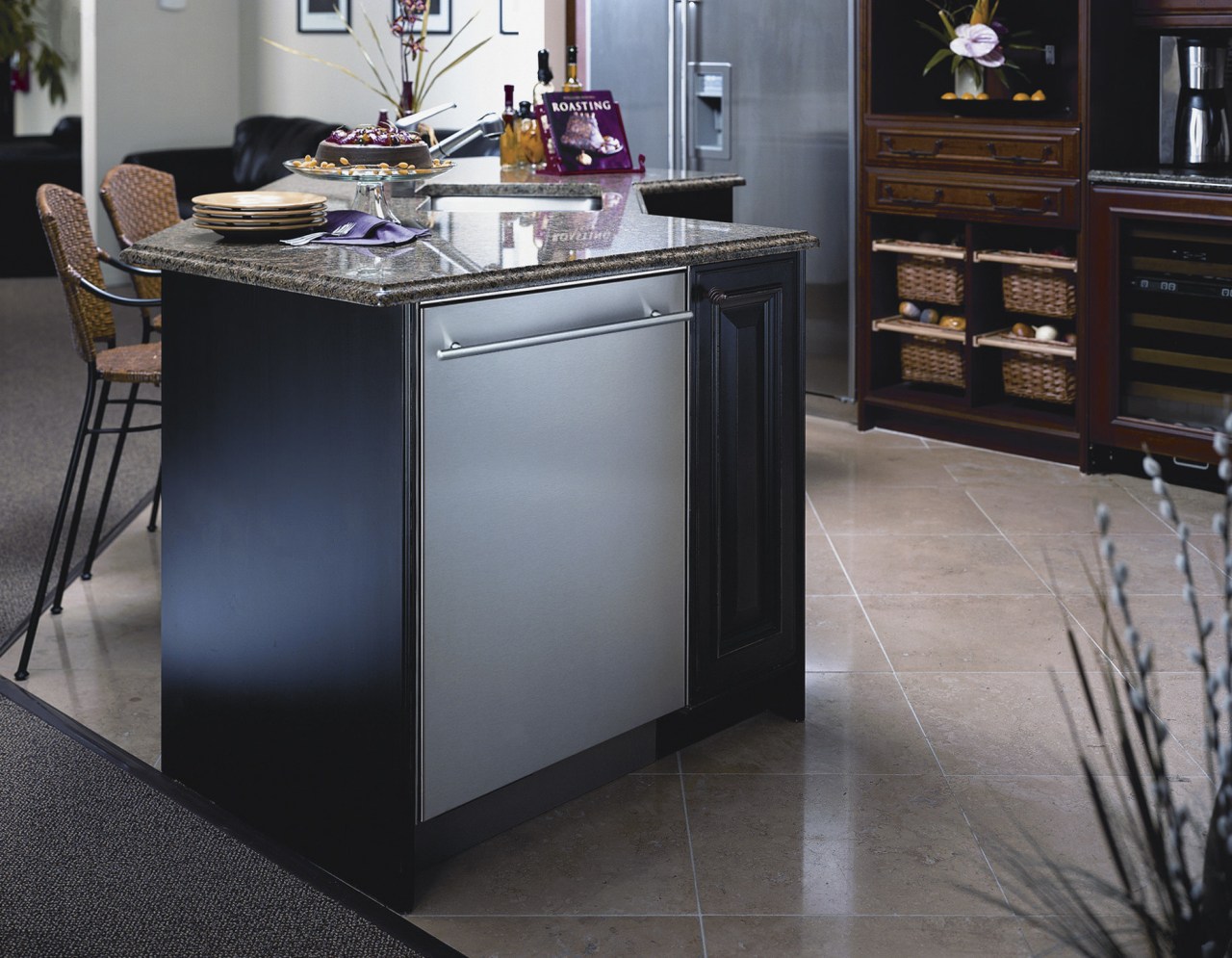 View of Asko appliance dishwashers. cabinetry, countertop, floor, flooring, furniture, hardwood, home appliance, kitchen, kitchen appliance, major appliance, gray, black