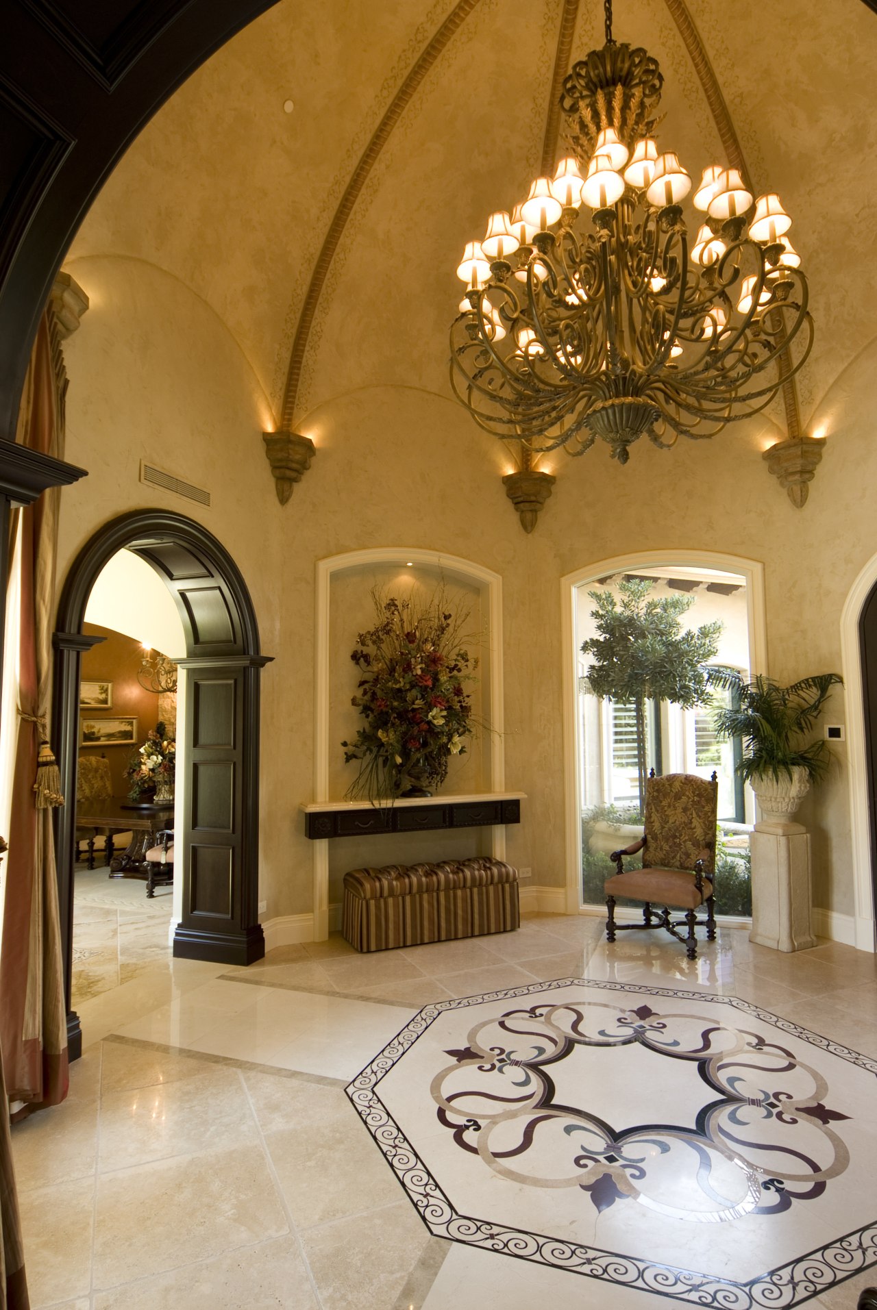 Interior Chandiler Jacqueline &amp; Associates arch, ceiling, estate, home, interior design, lobby, brown