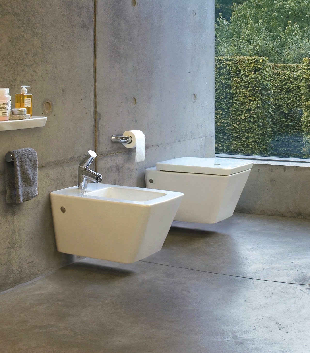 Image of the Alessi Dot range from Chesters bathroom, bidet, floor, plumbing fixture, product design, sink, tile, gray