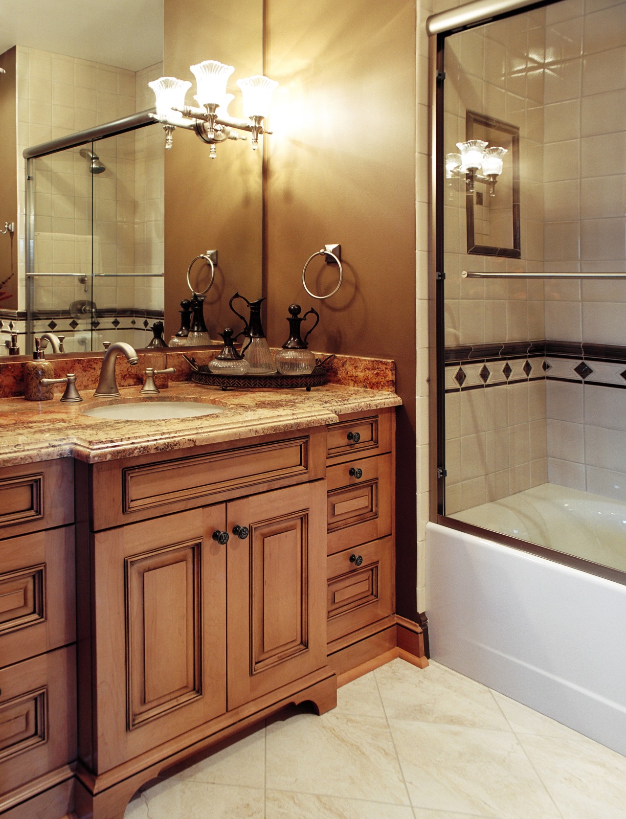 Professional input is essential when planning a bathroom. bathroom, bathroom accessory, bathroom cabinet, cabinetry, countertop, cuisine classique, flooring, home, interior design, kitchen, room, sink, brown