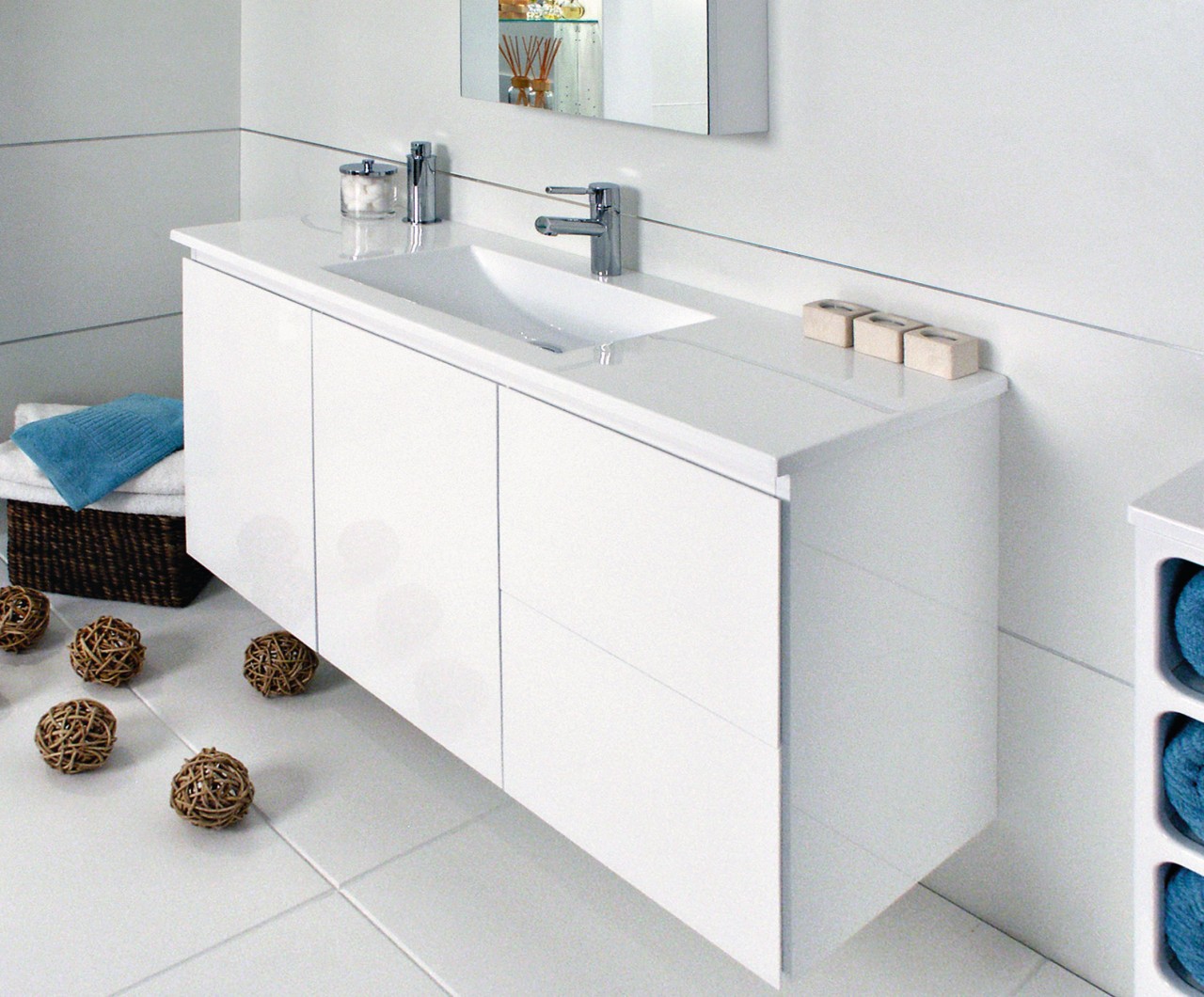 The Odtssey 1200 vanity is available from BIGA bathroom, bathroom accessory, bathroom cabinet, bathroom sink, furniture, plumbing fixture, product, product design, sink, tap, white