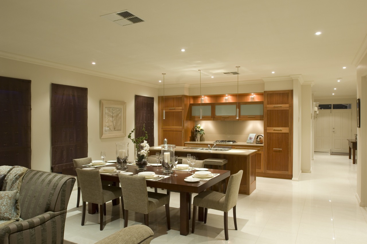 High ceilings, niche and cornice details and generous ceiling, dining room, interior design, room, orange, brown