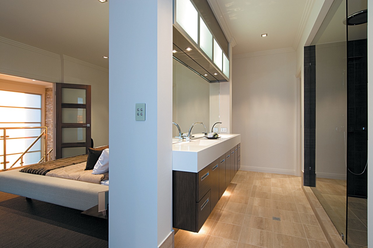 Clipsal C-Bus Saturn home automation switches offers good architecture, bathroom, ceiling, floor, flooring, home, interior design, real estate, room, gray