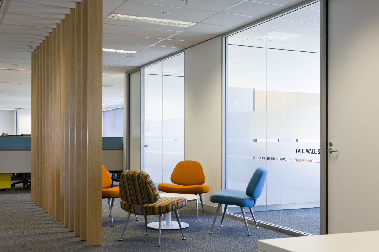 Interior view of the ARUP offices in Brisbane ceiling, glass, interior design, office, wall, window, gray, white