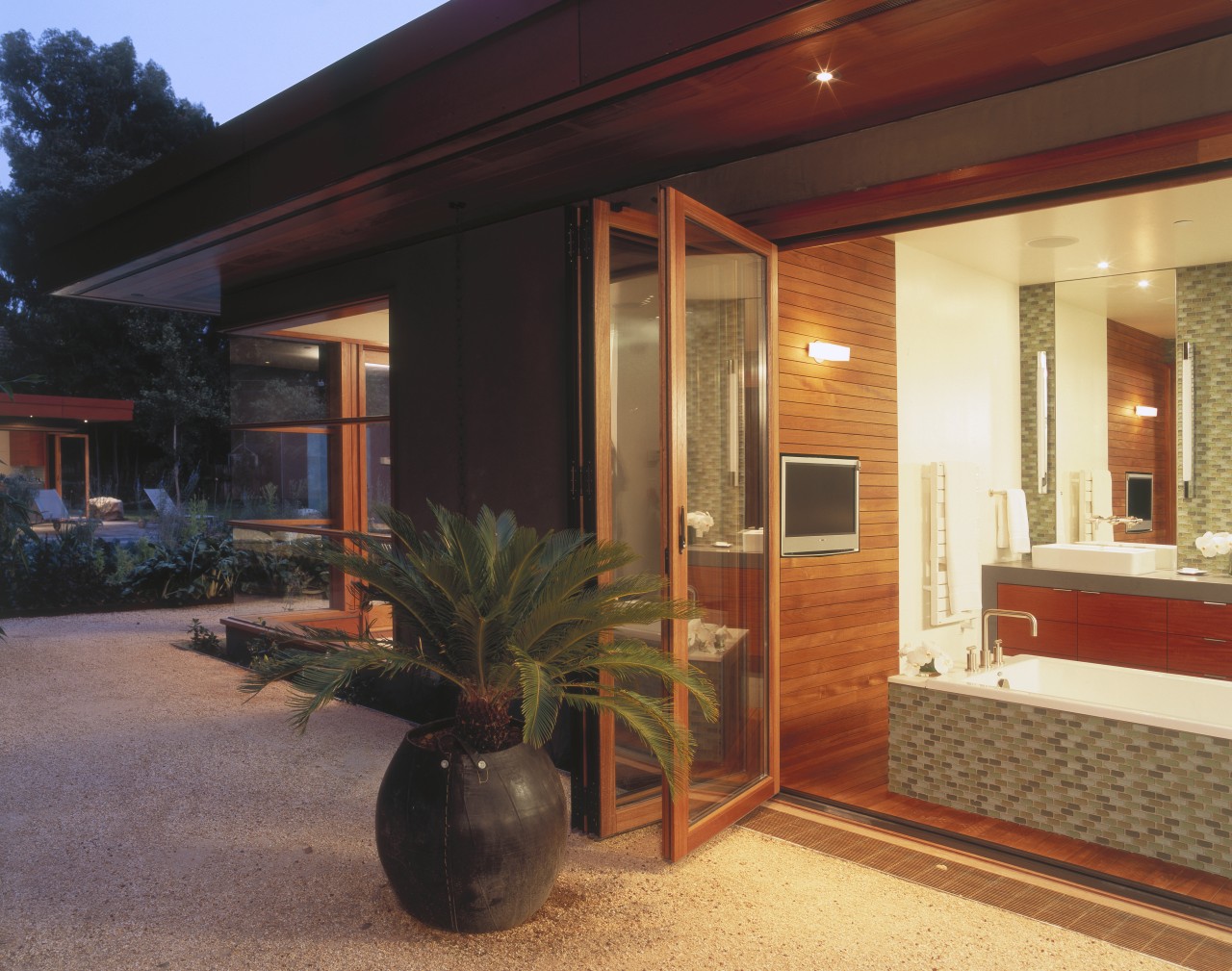 Exterior view of bathroom suite which was sustainably door, facade, home, house, interior design, property, real estate, window, black