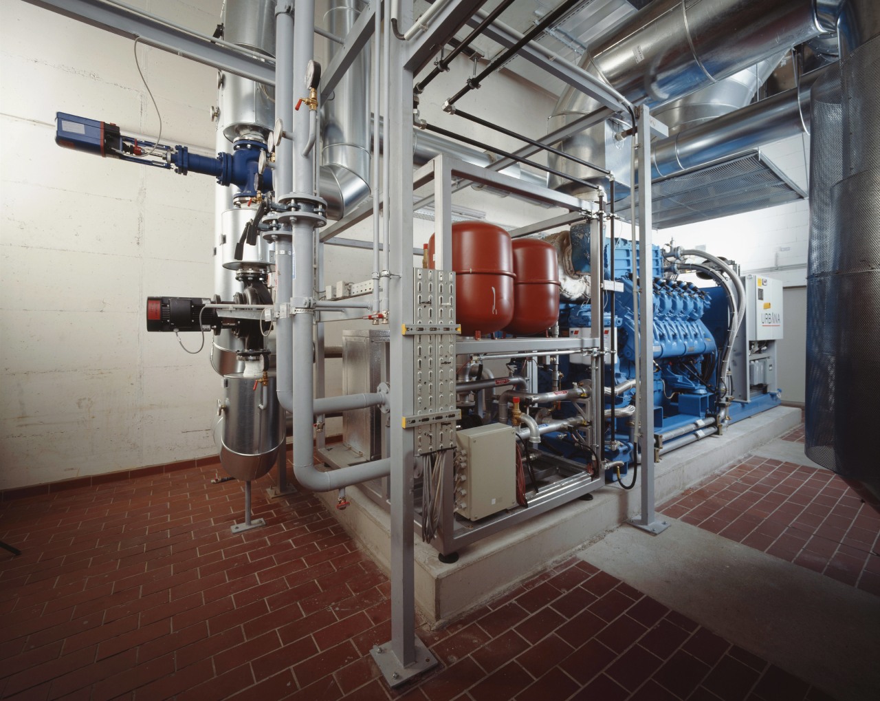 View of the co-generation power system which was factory, industry, machine, gray, red