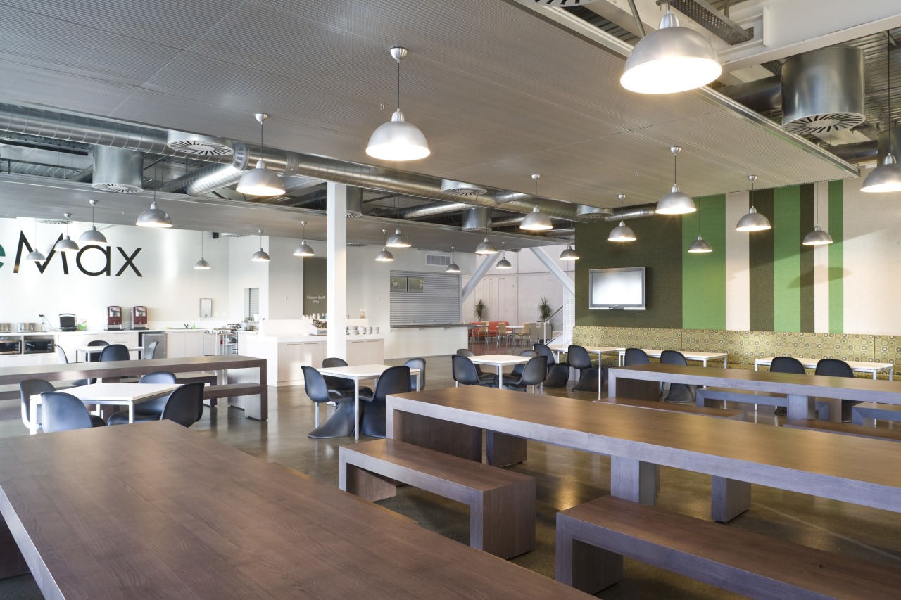 Images of the Interior of the Office max cafeteria, furniture, interior design, restaurant, table, gray