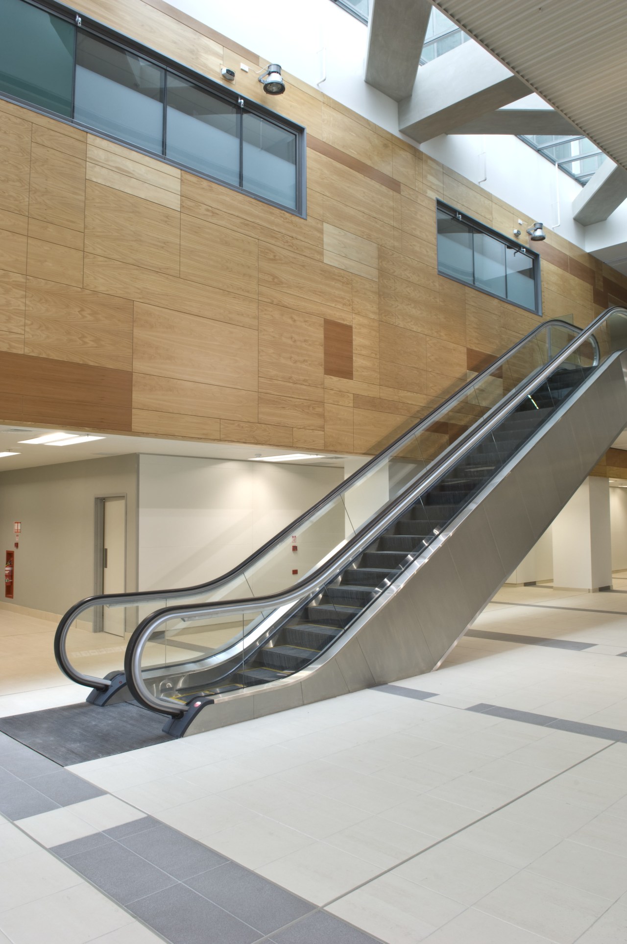 Image of escalator supplied and installed by Schindler architecture, building, daylighting, escalator, glass, handrail, stairs, structure, gray