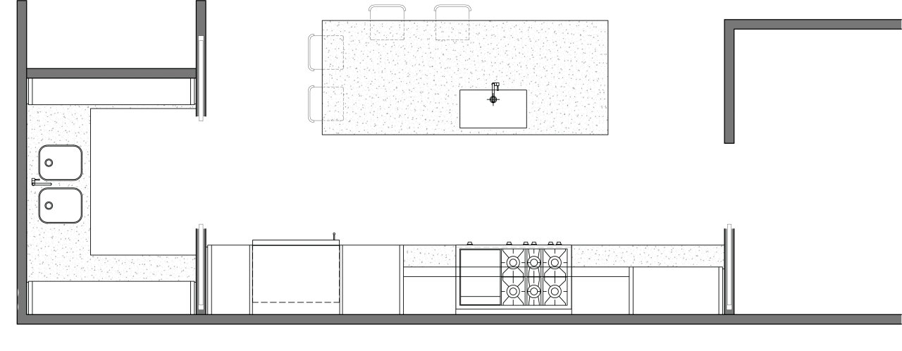 Image of the kitchen and dinning room house angle, area, black and white, design, diagram, drawing, floor plan, font, line, plan, product, product design, square, structure, technical drawing, text, white