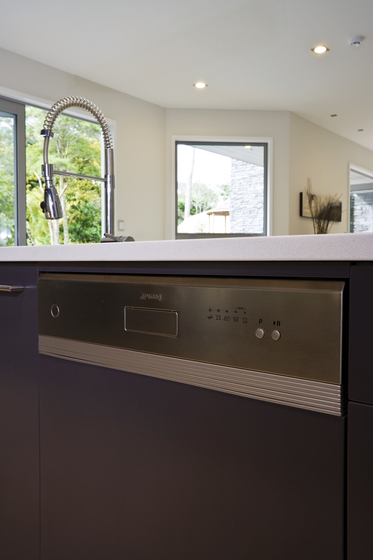 View of Smeg ovens. cabinetry, countertop, home, home appliance, interior design, kitchen, major appliance, room, sink, black, gray