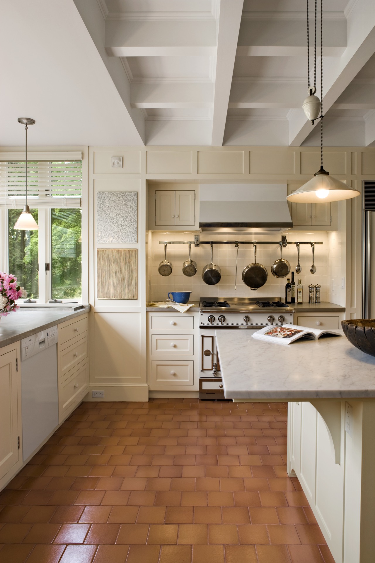 View of a new kitchen built in a cabinetry, ceiling, countertop, cuisine classique, floor, flooring, hardwood, home appliance, interior design, kitchen, laminate flooring, room, wood flooring, gray, brown, orange, white, green, black