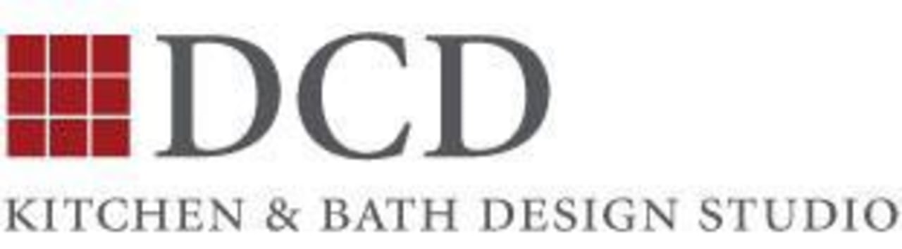 View of DCD Kitchen and Bath studio logo area, brand, font, line, logo, product, text, white