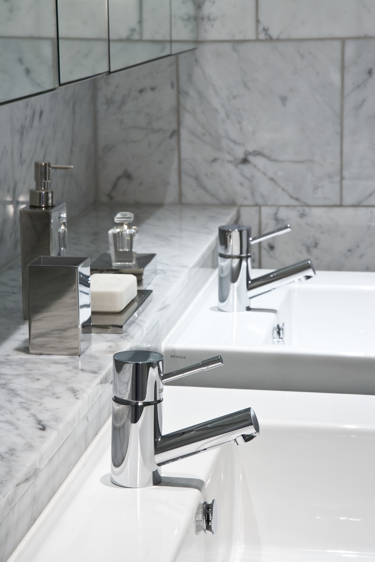 Image of tapware from Robertson Agencies limited which floor, furniture, plumbing fixture, product design, sink, tap, tile, gray, white