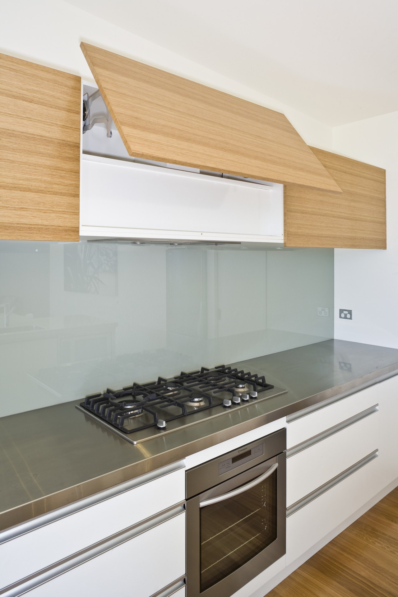 View of the kitchen with oak veneer cabinetry, cabinetry, countertop, cuisine classique, interior design, kitchen, product design, white, gray