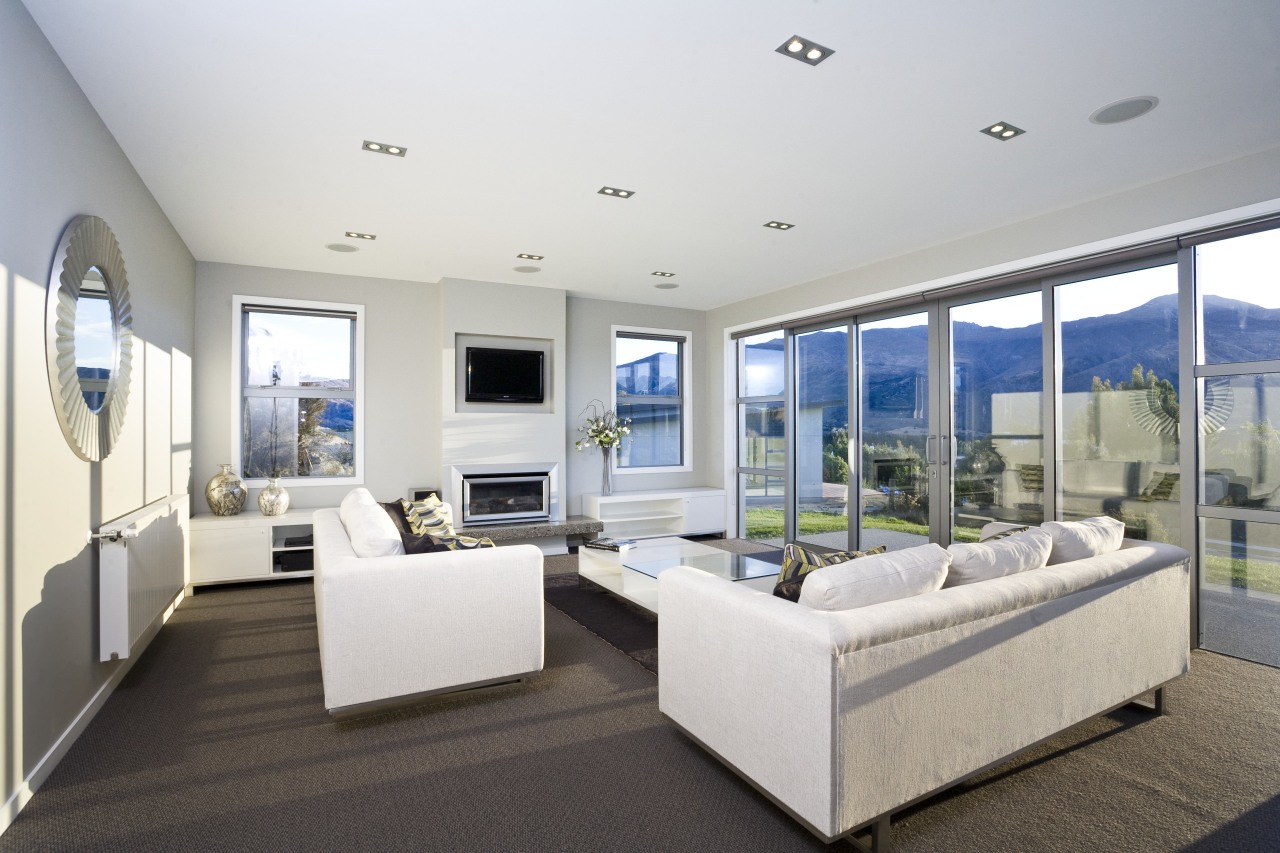 view of living area in a home which ceiling, interior design, living room, penthouse apartment, property, real estate, window, white, gray