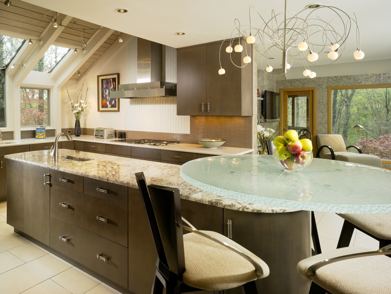 View of kitchen, glass; granite and stone countertops, countertop, cuisine classique, estate, home, interior design, kitchen, real estate, brown, orange