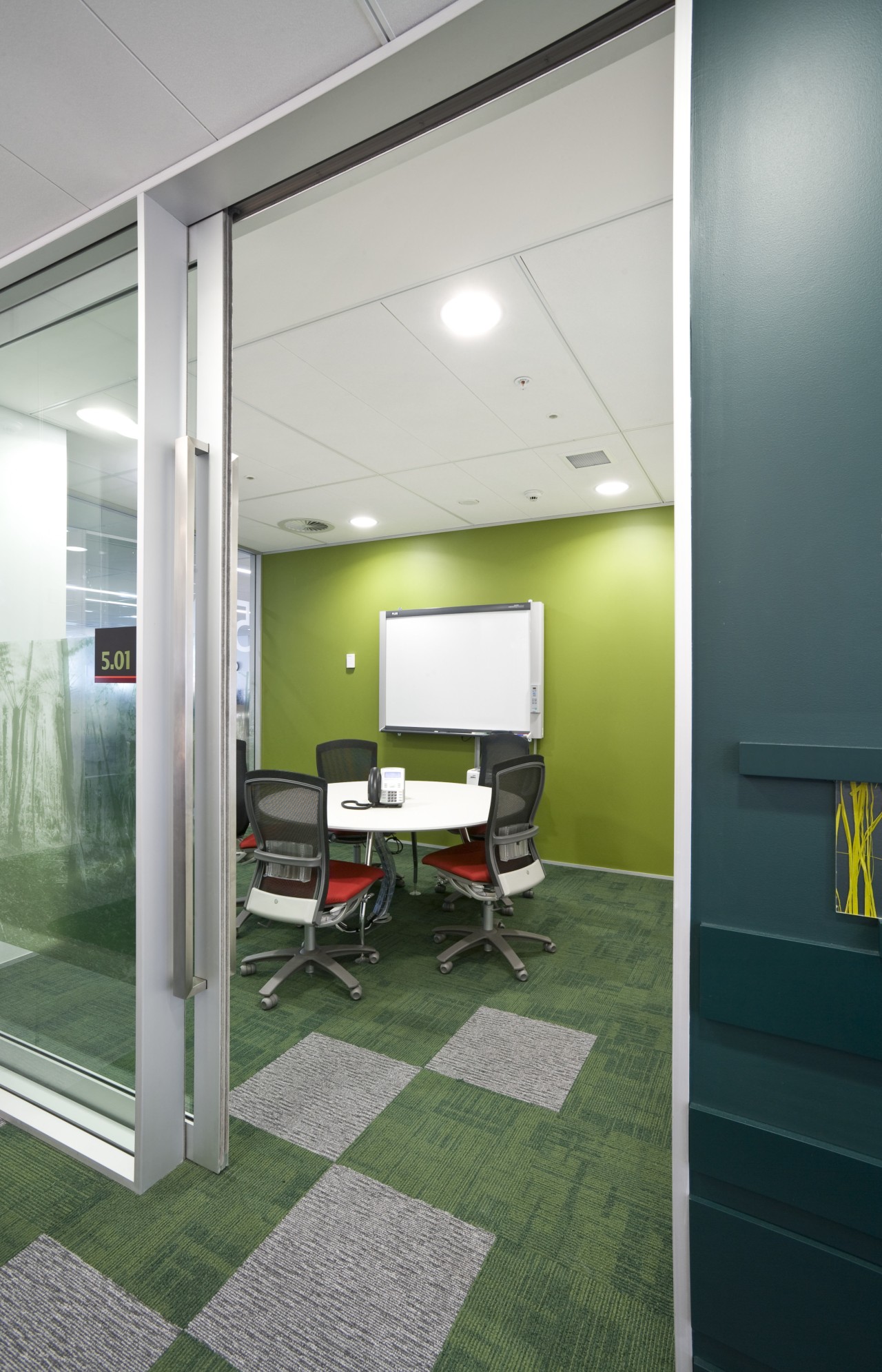 Interior view of the Westpac offices where Resene architecture, ceiling, daylighting, floor, glass, interior design, office, gray