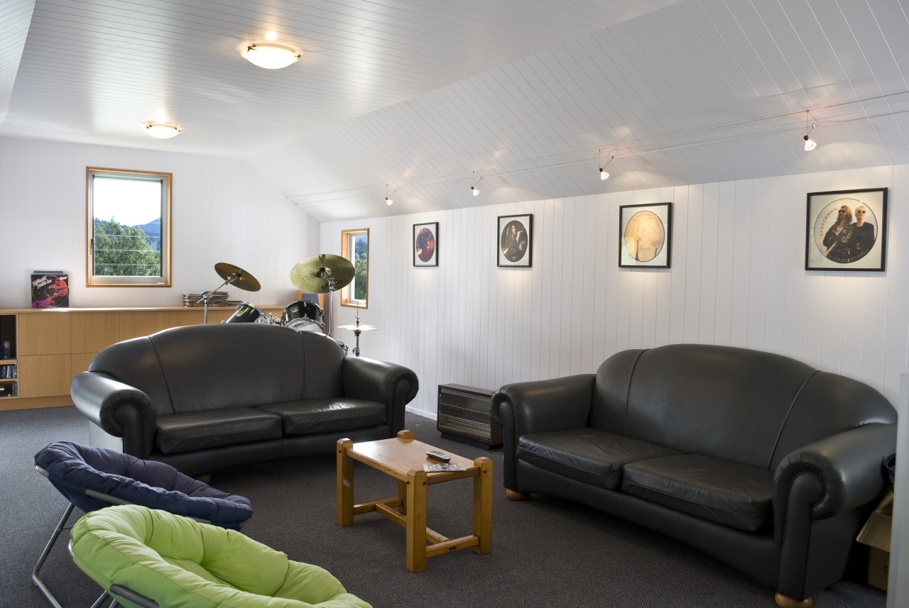 View of a living area with leather sofas, ceiling, furniture, interior design, living room, room, waiting room, gray, black