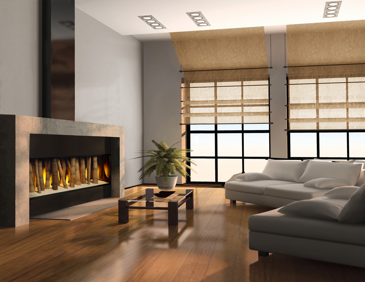 View of a living room which features an fireplace, floor, flooring, hearth, interior design, living room