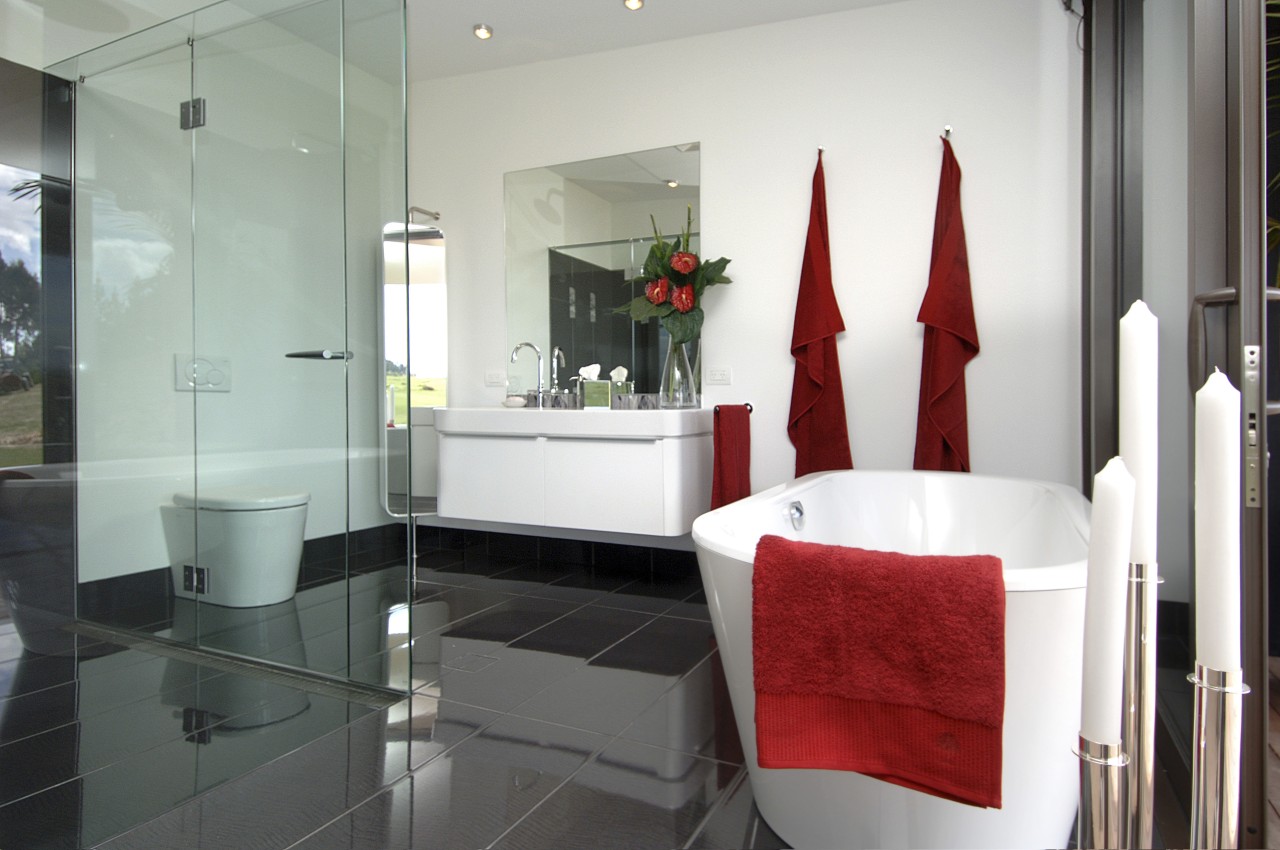 View of the Pebble Bay show home bathroom bathroom, floor, interior design, room, gray, white