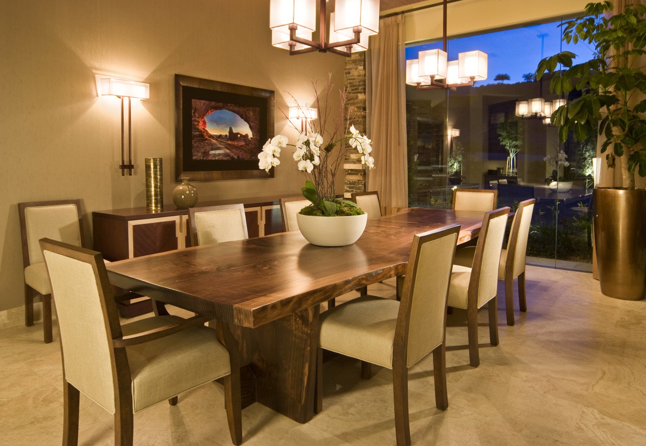View of the dining area of this home chair, dining room, furniture, interior design, room, table, brown, orange