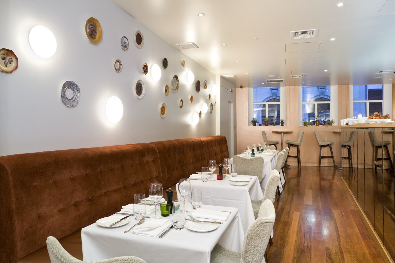 View of the dining area with tables and ceiling, dining room, function hall, interior design, real estate, restaurant, room, table, gray, brown