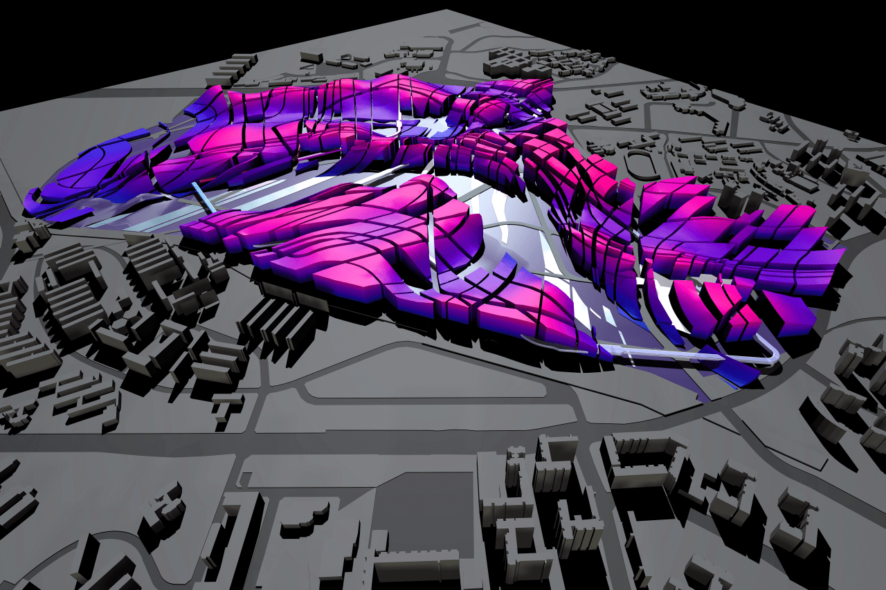 view of the original master plan for the art, design, graffiti, graphics, purple, gray, black