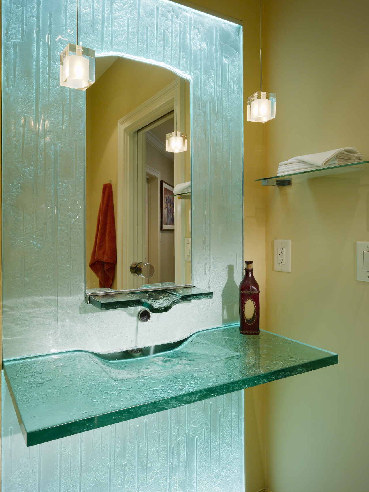 View of the remodeled bathroom by Jim Meloy bathroom, ceiling, floor, glass, house, interior design, room, brown