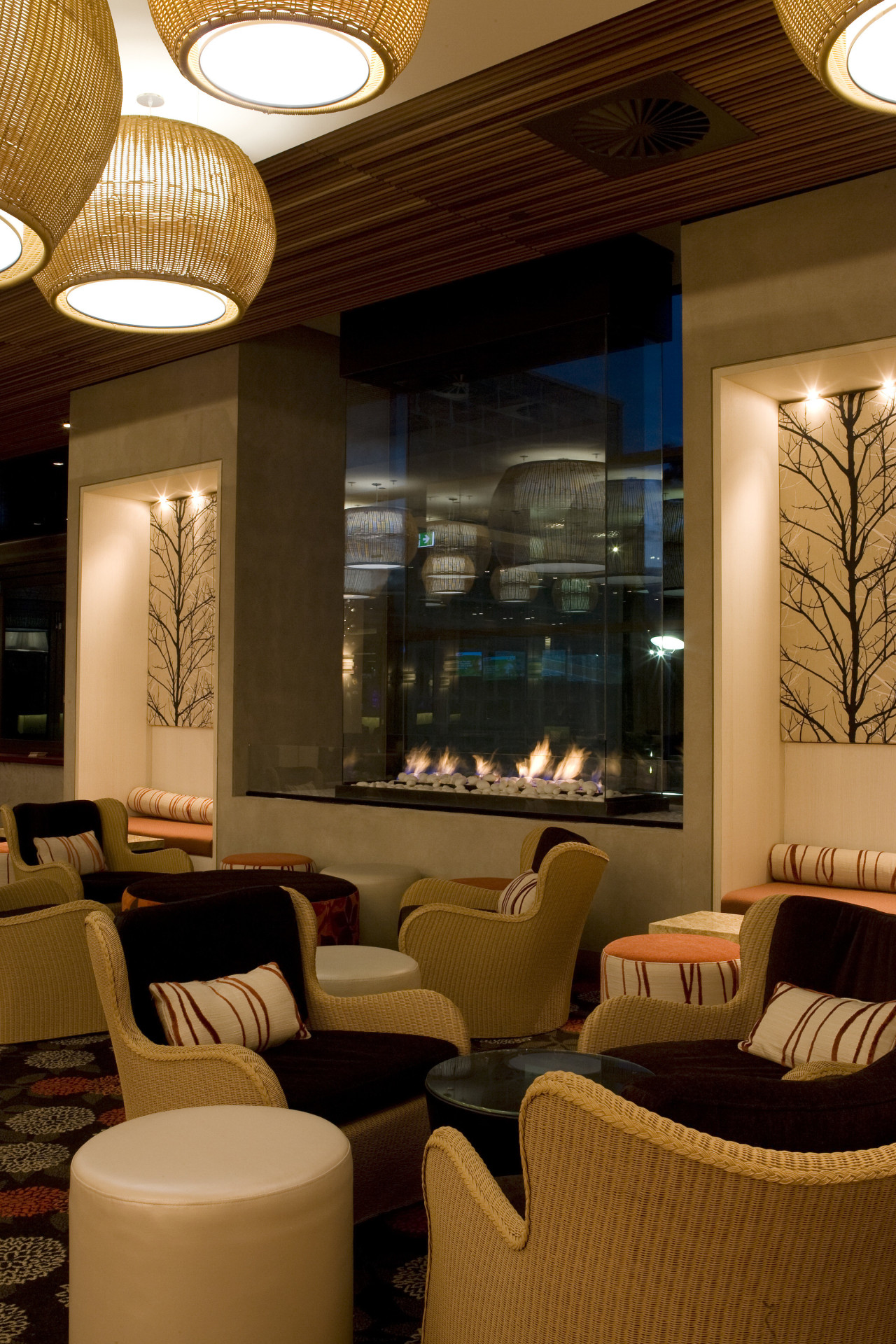 View of seating area at the Terrace bar café, ceiling, interior design, lighting, lobby, restaurant, brown