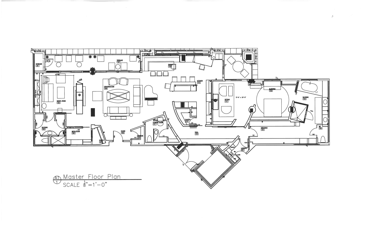 View of architectural plans for master suite. area, artwork, black and white, design, diagram, drawing, floor plan, font, line, line art, plan, product, product design, schematic, structure, technical drawing, text, white