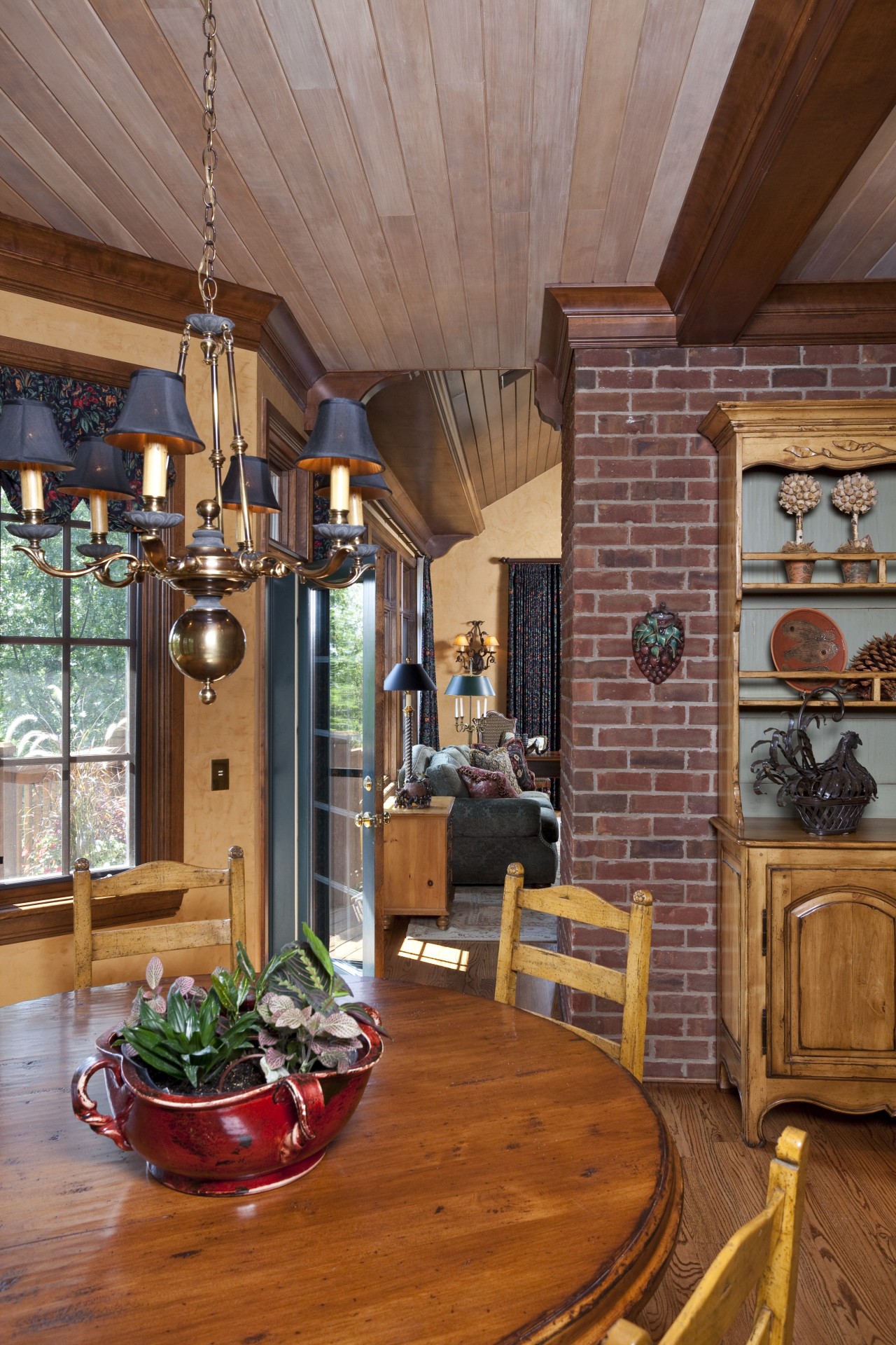 A view of a kitchen by Bruce Kading ceiling, dining room, estate, flooring, hardwood, home, house, interior design, kitchen, living room, real estate, room, wall, wood, wood flooring, red