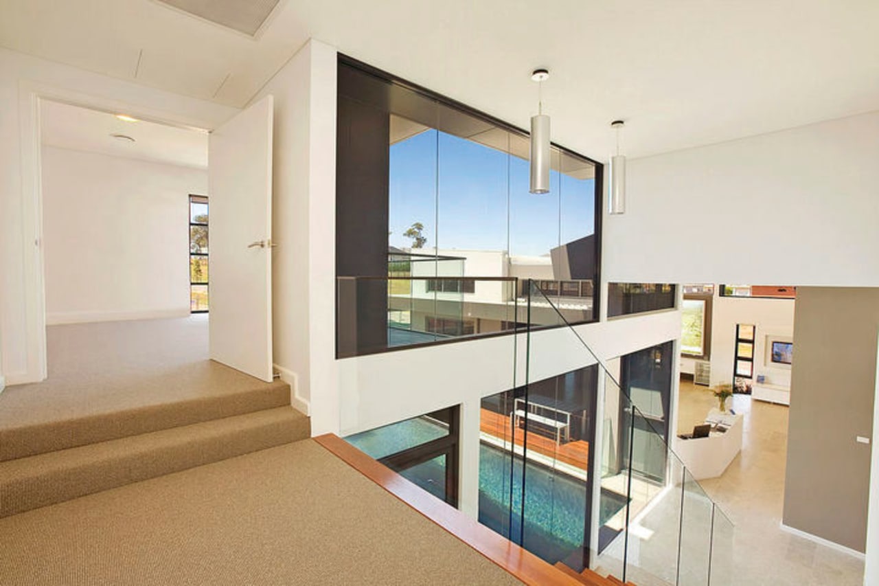 view of void and stairway in this contemporary architecture, house, interior design, property, real estate, window, white