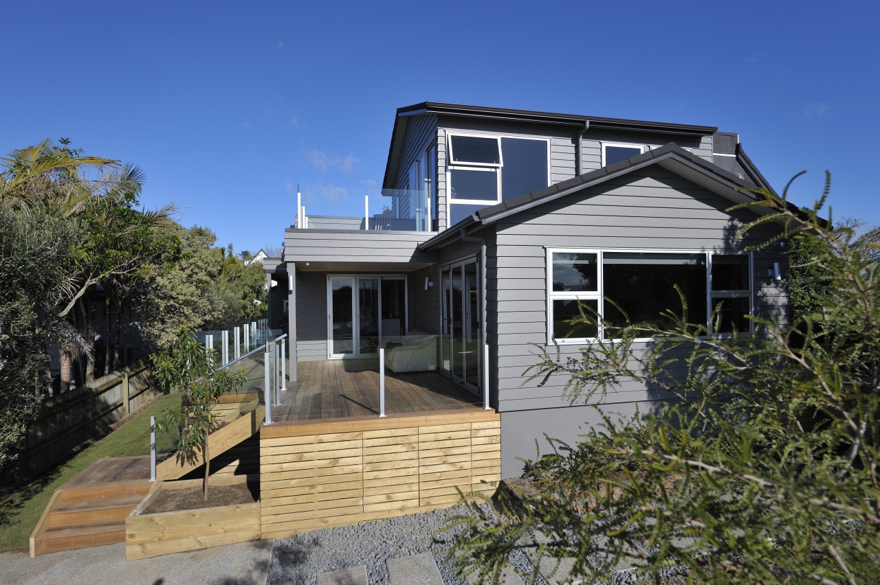 Exterior view of a home built by Keola architecture, building, cottage, elevation, estate, facade, home, house, property, real estate, residential area, roof, siding, window, blue