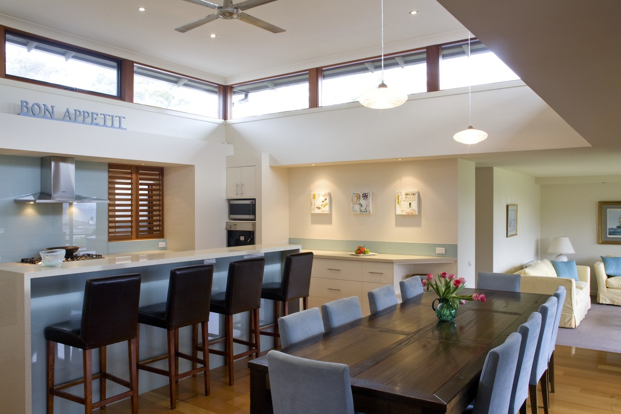 interior kitchen/Dinning area view of a residence which ceiling, conference hall, dining room, interior design, kitchen, real estate, table, gray