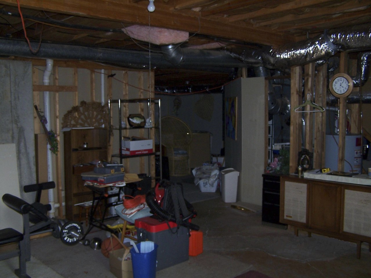 View of the basement prior to renovations. black