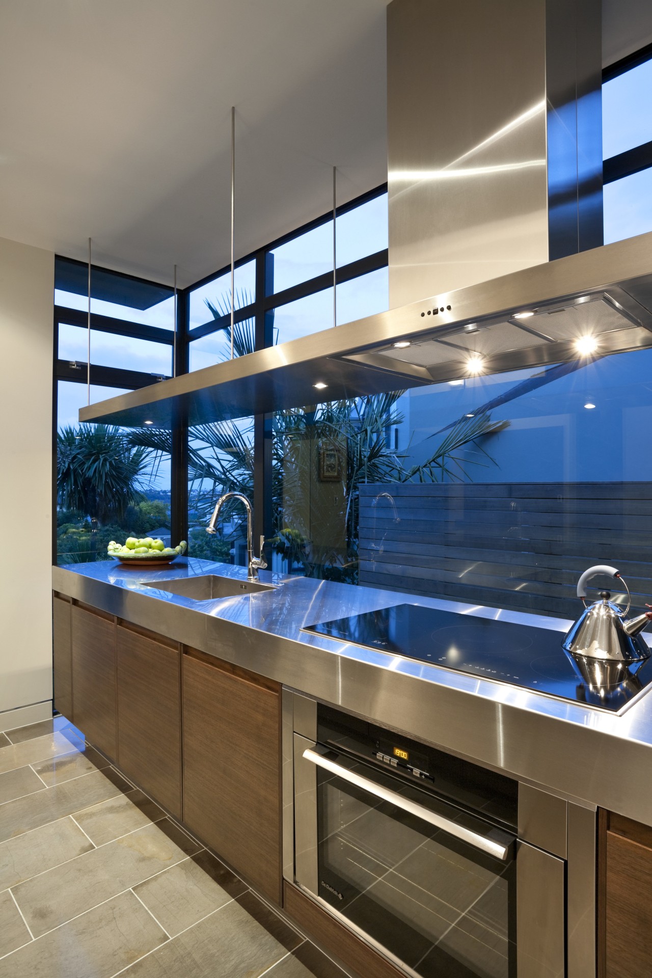 View of kitchen featuring american walnut base cabinets, countertop, interior design, kitchen, brown